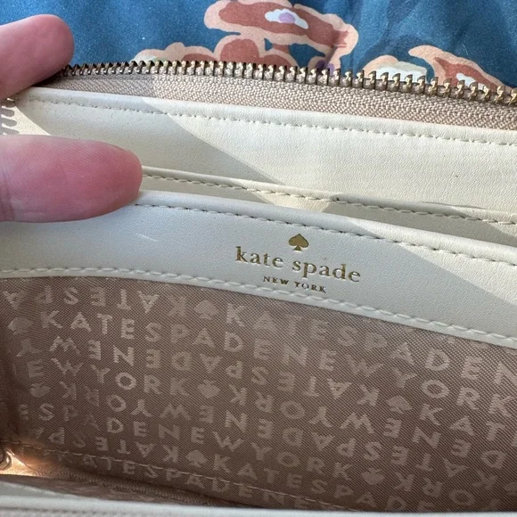 Kate Spade Tan Clutch Wallet with Red and Purple Stripe - Picture 4 of 6